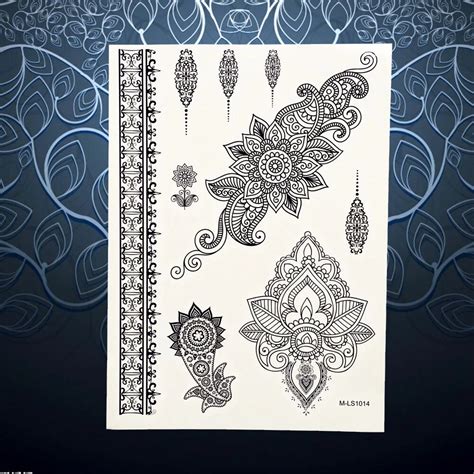 hot flash tattoo sleeve black henna mehndi flower arm hand decal temporary tattoo sticker women