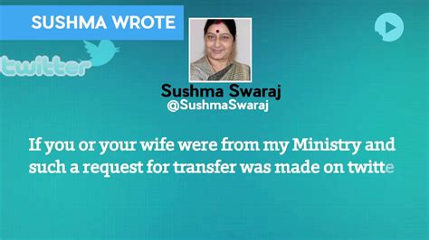 sushma swaraj blasts man asking for wifes transfer youtube