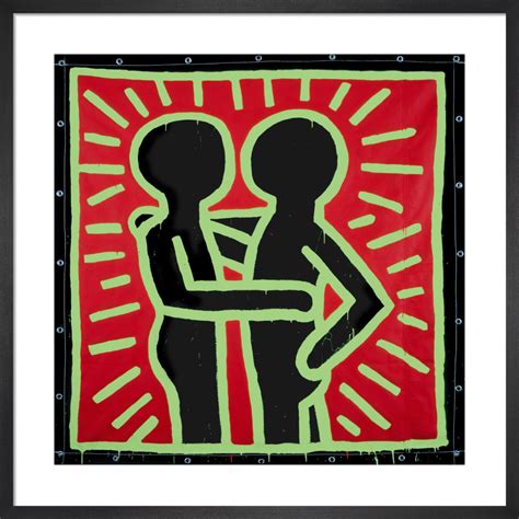 Untitled 1982 Couple In Black Red And Green Art Print By Keith
