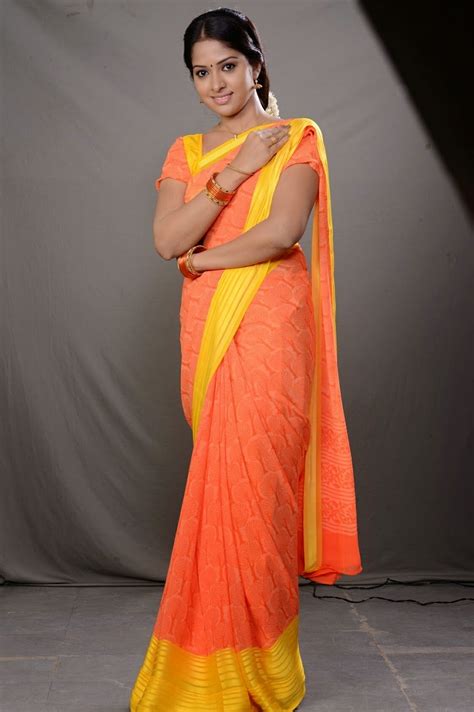Telugu Tv Serial Actress Jyothi Hot In Orange Saree