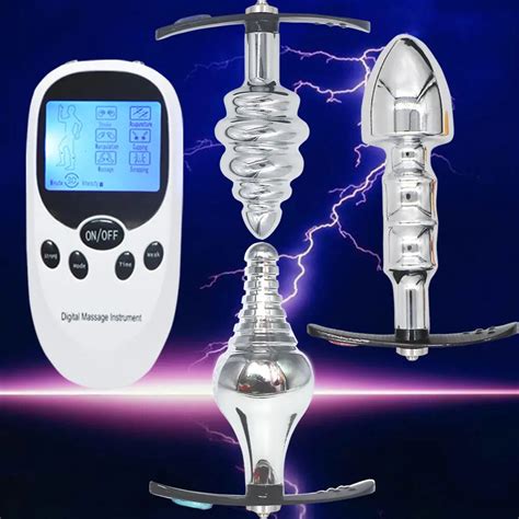 New Butt Steel Into Electro Shock Pulse Anal Vaginal Plugs Masturbator Electric Stimulator