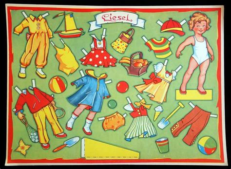 Leisel Large Uncut German Paper Doll Sheet W Costume And Accessories