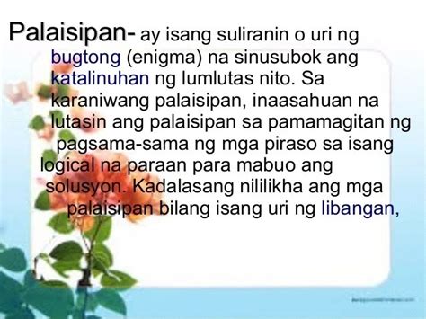 Palaisipan Tagalog Mga Halimbawa Ng Palaisipan At Sagot Nito