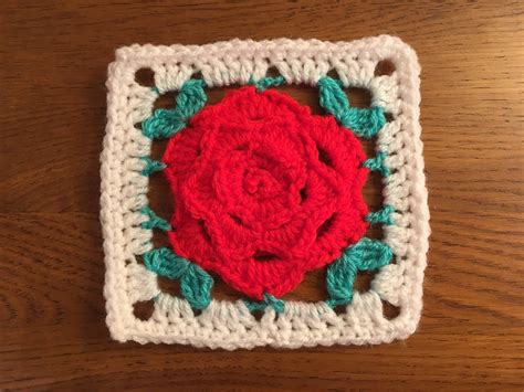 How To Crochet Rose Granny Square Crochet Rose Granny Square
