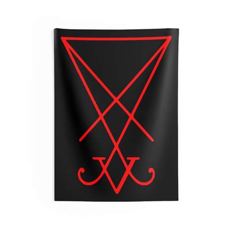 Wall Tapestry Sigil Of Lucifer Red Etsy