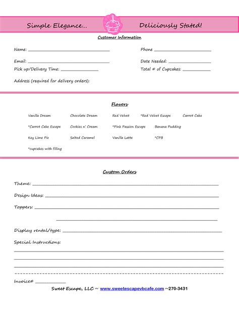 Invoice/order form setup | Cake order forms, Order form template, Order form template free