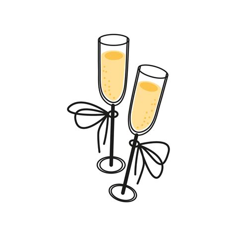 Glasses Of Champagne In Doodle Style 2218666 Vector Art At Vecteezy
