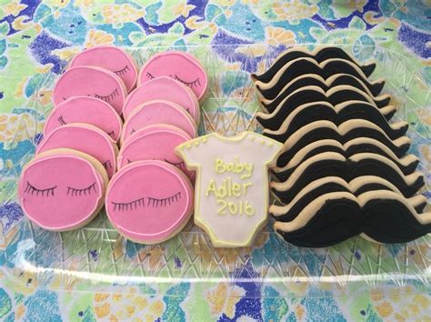 Lashes Or Staches Gender Reveal Sugar Cookies Gender Reveal Cookies