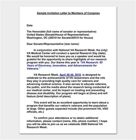 Sample Invitation Letters To Elected Official