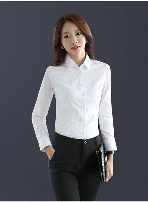 China Oem Blank Long Sleeve White Slim Fit Formal Business Women Shirt