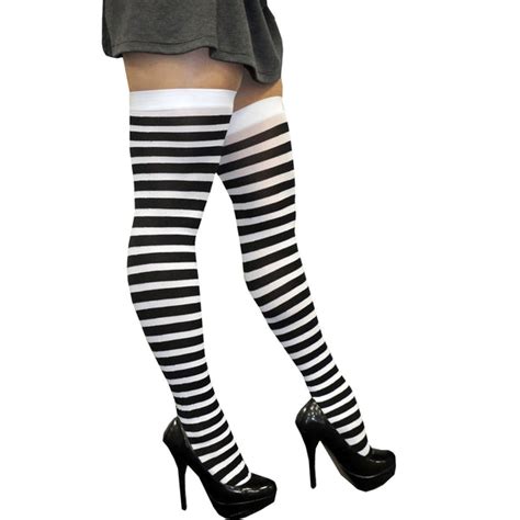 stripe thigh high stockings by rebel legs black and white red and white cracker jack costumes