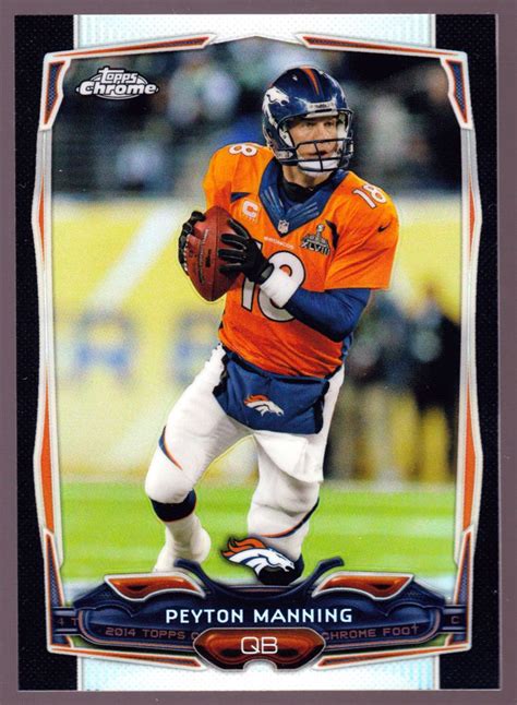 It features a cool action shot of peyton jumping in the air as the photo was taken. DENVER BRONCO 2014 TOPPS CHROME NUMBERED BLACK REFRACTOR ...