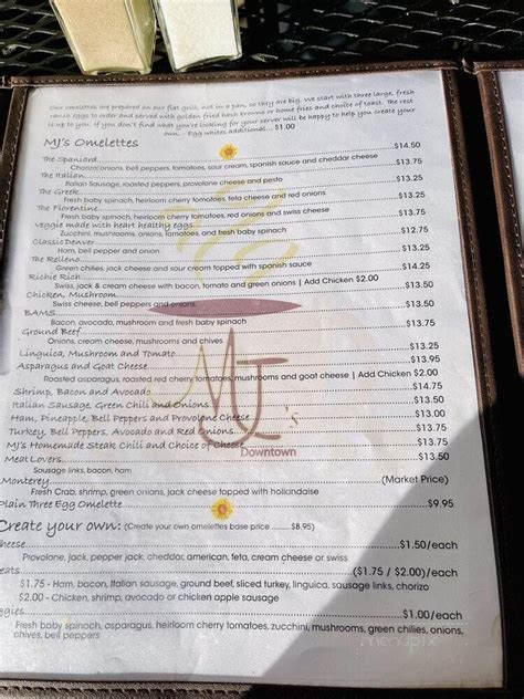 Menu Of Mjs Downtown Cafe And Bakery In Brentwood Ca 94513