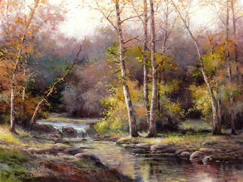 October Forest Oil Painting Wallpaper 1280x960 280297