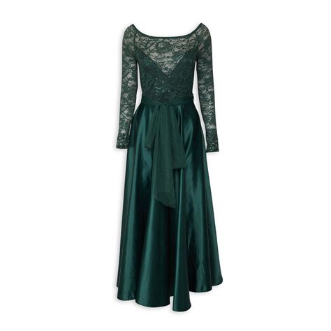Emerald Green Lace Detail Evening Dress 3096368 Truworths
