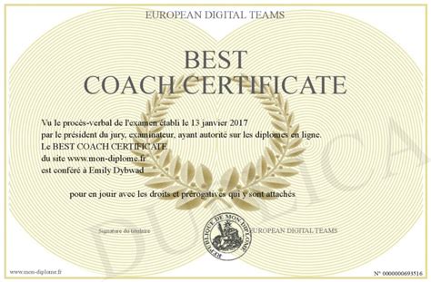 Best Coach Certificate