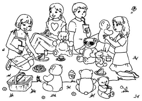 Picnic basket printable coloring page. Bring Your Teddy Bears at Family Picnic Coloring Pages ...