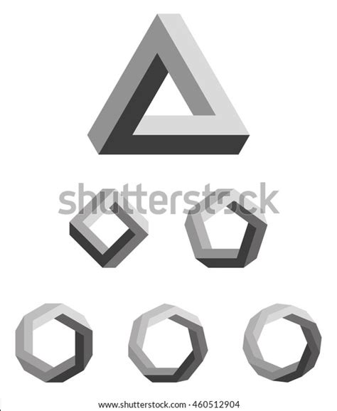 Penrose Triangle Polygons Gradated Black Penrose Stock Vector Royalty