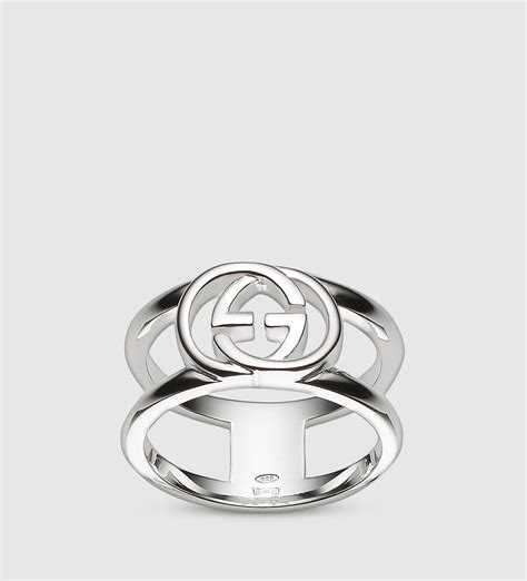 Gucci Wide Ring With Interlocking G Motif In Metallic Lyst Uk