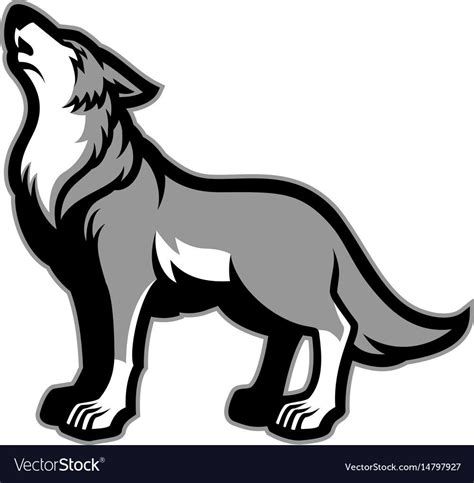 Howling Wolf Vector Image On Vectorstock Wolf Howling Cartoon Clip