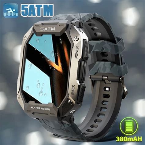 C20 5atm Military Smart Watch Men Carbon Black Ultra Army Outdoor Ip68