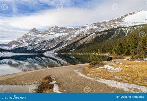 Bow Lake In Banff National Park During Winter Season Alberta Canada