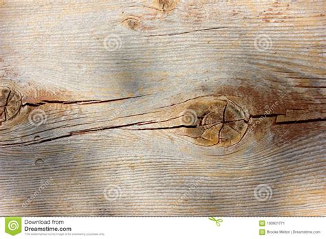 Macro Weathered Wood Grain Knot Hole Plank Texture Stock
