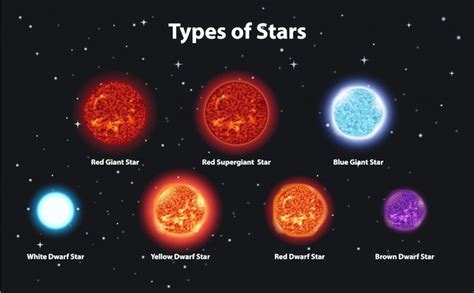 Free Vector Different Types Of Stars In Dark Space
