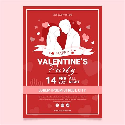 Free Vector Flat Design Valentines Day Party Poster Template