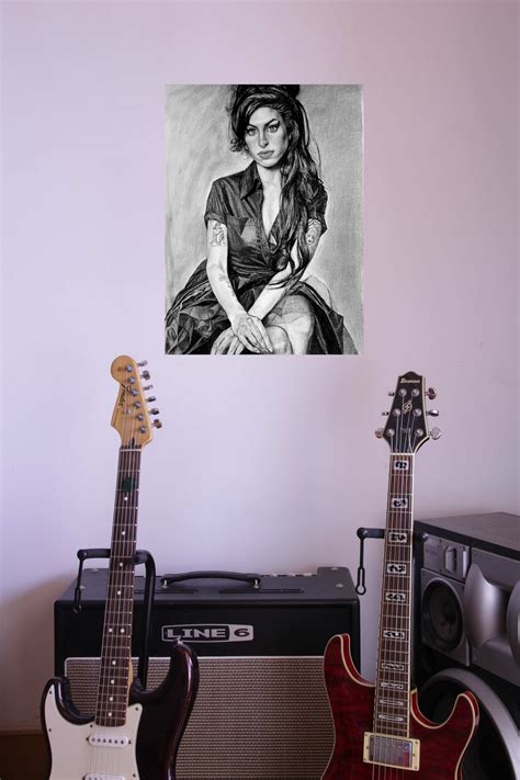 Amy Winehouse Charcoal Portrait Printable Wallart Etsy