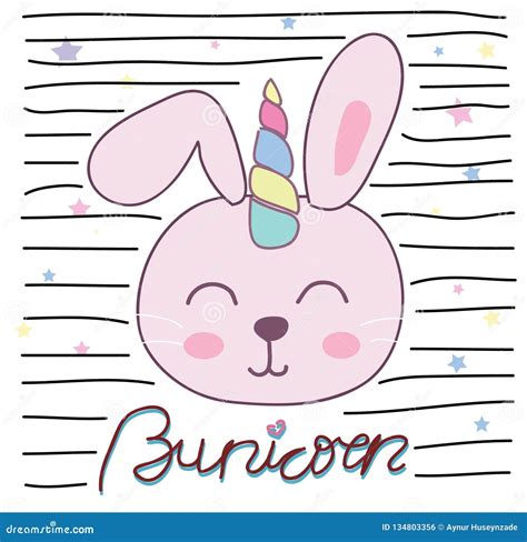 Cute Bunny Unicorn Vector Illustration For Children Design Stock Vector
