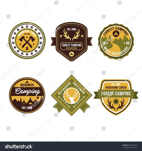 set vintage outdoor camp badges logo stock vector royalty free 285256949 shutterstock