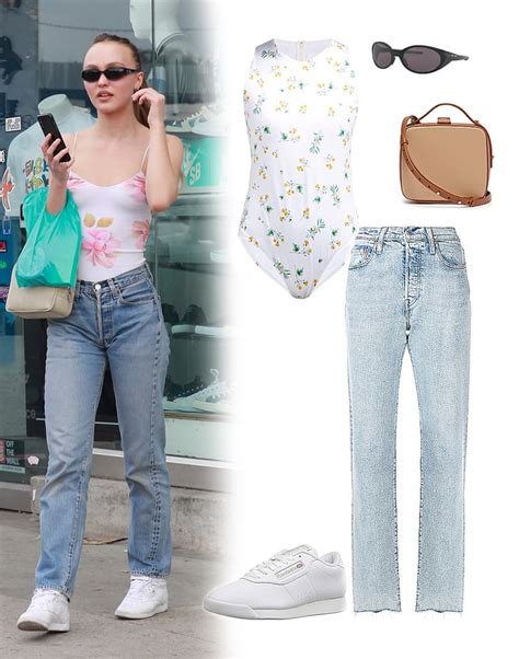 Lily Rose Depp Jeans And Floral Bodysuit Popsugar Fashion