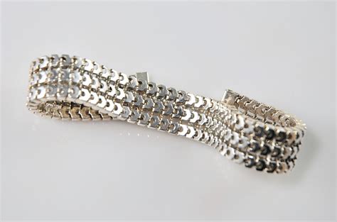 Shiny Flexible Mesh Sterling Silver Bracelet Etsy