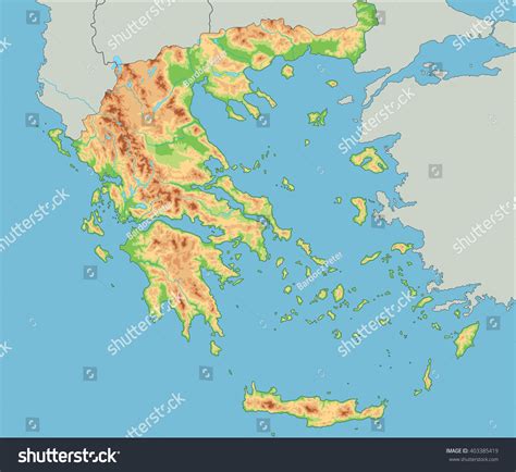 High Detailed Greece Physical Map