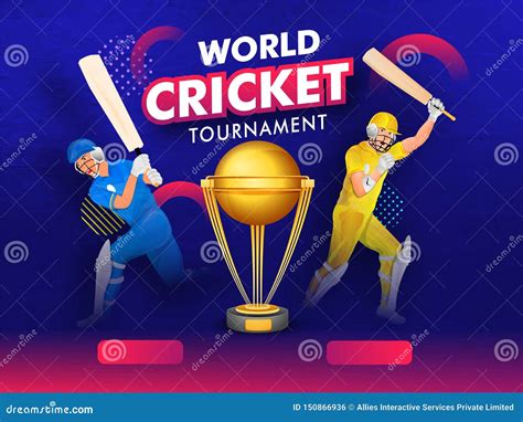 World Cricket Tournament Banner Or Poster Design With Champion Trophy