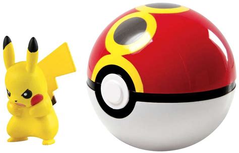 Pokemon Clip N Carry Pokeball Pikachu Repeat Ball Figure Set Angry Tomy