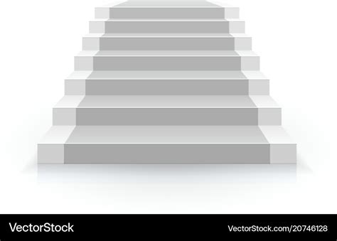 White Stair Front View 3d Staircase For Interior Vector Image