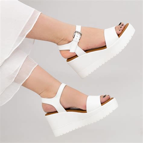 Sandale Dama Cu Platforma Yl White Meimei Ro