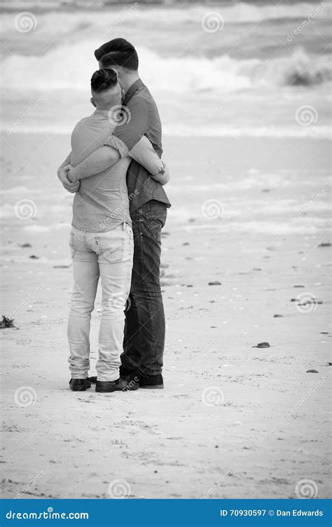 Gay Men Embracing On A Beach Stock Image Image Of Handsome Marriage