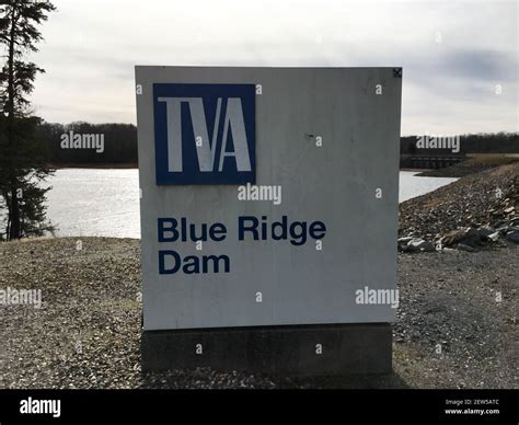 Blue Ridge Ga Usa 01 10 20 Blue Ridge Dam Bridge Sign With Toccoa