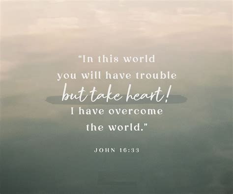 We did not find results for: In this world you will have trouble but take heart! I have ...