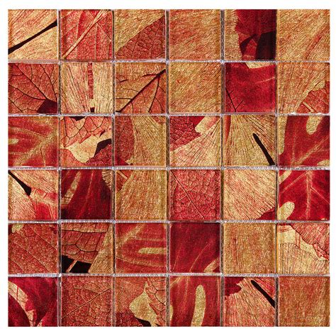 Tslg 03 2x2 Maple Red Glass Mosaic Tile Backsplash For Kitchen And Bat Tile Generation
