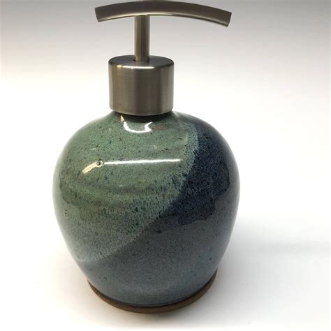Ceramic Soap Dispenser Lotion Dispenser Blue And Green Etsy Ceramic Soap Dispenser Soap