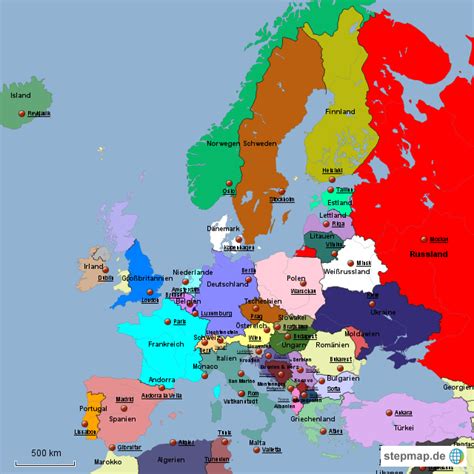 Stepmap Europa Hauptstädte Landkarte Für Deutschland