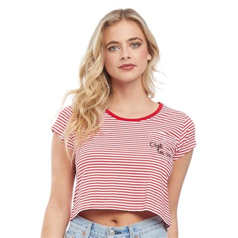 Buy Fluid Womens Striped Cropped Top Redwhite