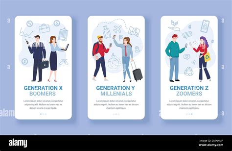 Generations Theory Set Of Three Vertical Banners With Text And