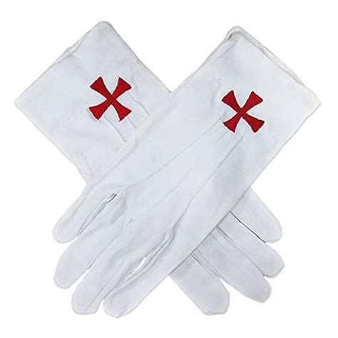 Buy Knights Templar Red Cross White Cotton Freemasons Masonic Gloves At