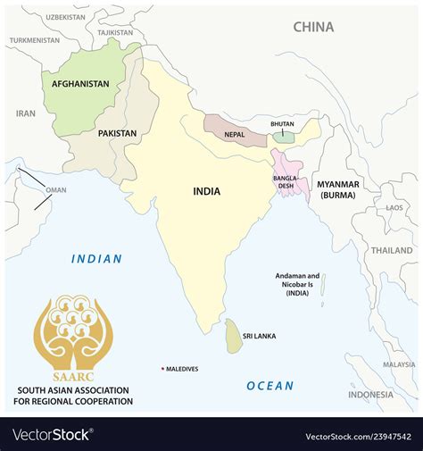 South Asian Association For Regional Cooperation Vector Image