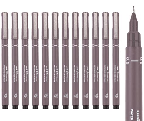 Uni Pin Fine Line Pen 12s Dark Grey 05mm Zartart Catalogue